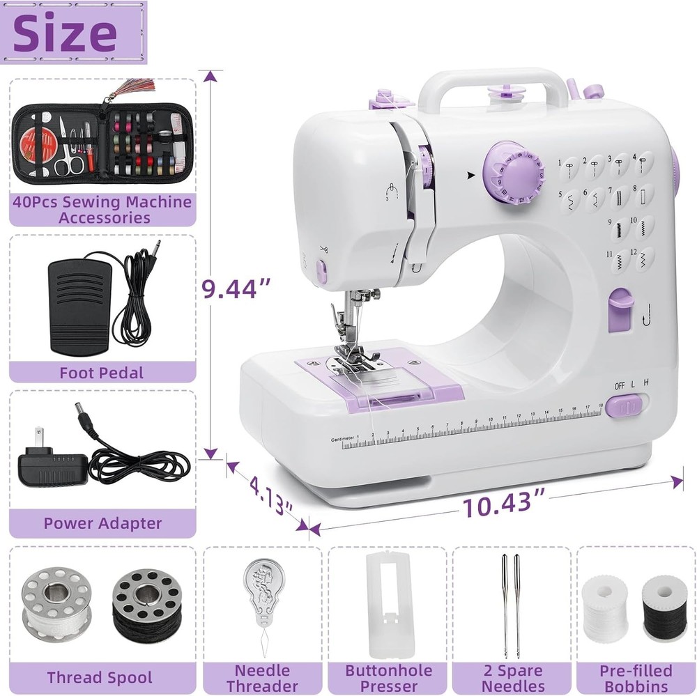 Mini Electric Sewing Machine, Portable & Small Sewing Machine with12 Built-in...