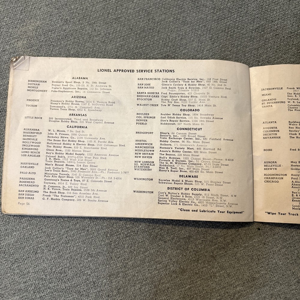 Lionel Trains instructions for assembling & operating booklet from 1952. Missing