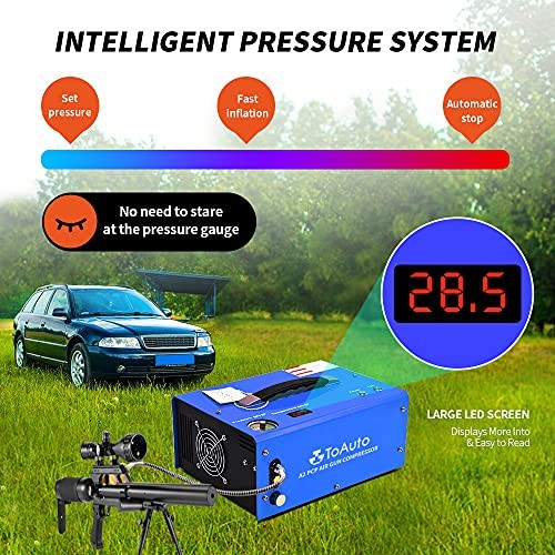 TOAUTO A2 PCP Air Compressor, Auto-Stop, Portable Compressor Blue
