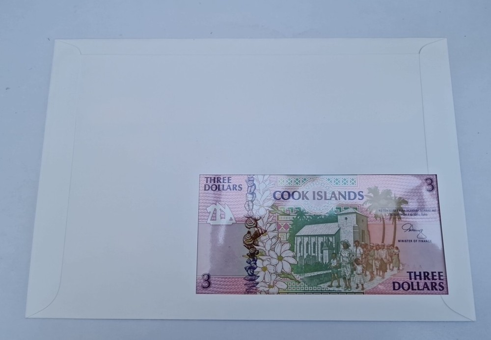 3 Dollars AAA Excellent Condition envelope Stamp BANKNOTE Cook Islands