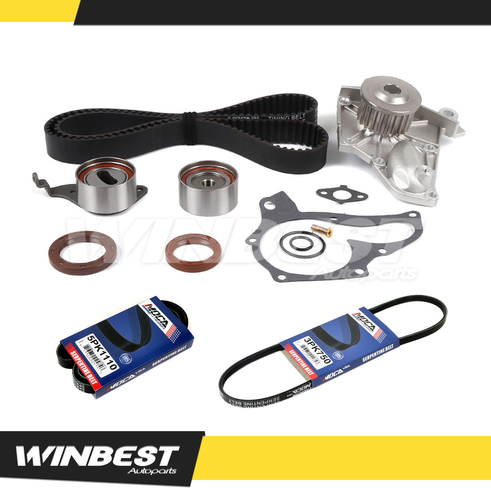 Timing Belt Kit Water Pump 2X Serpentine Belt for 1992-2001 Toyota Camry 2.2L