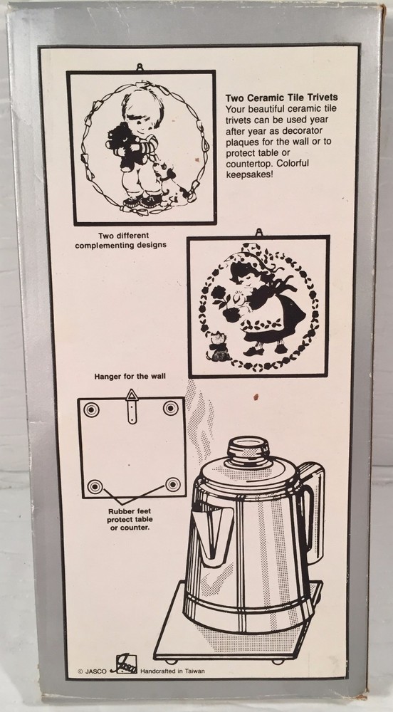 2 JASCO Ceramic Tile Trivets Boy & Girl Praying