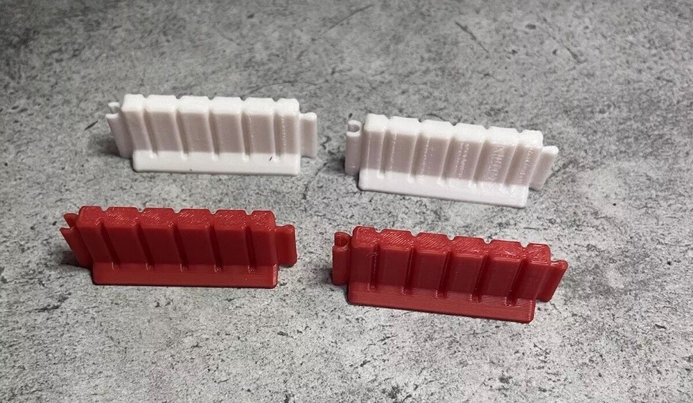1:64 Scale Interlocking Racing Wall Barrier 10 Pack Red/White 3D Printed