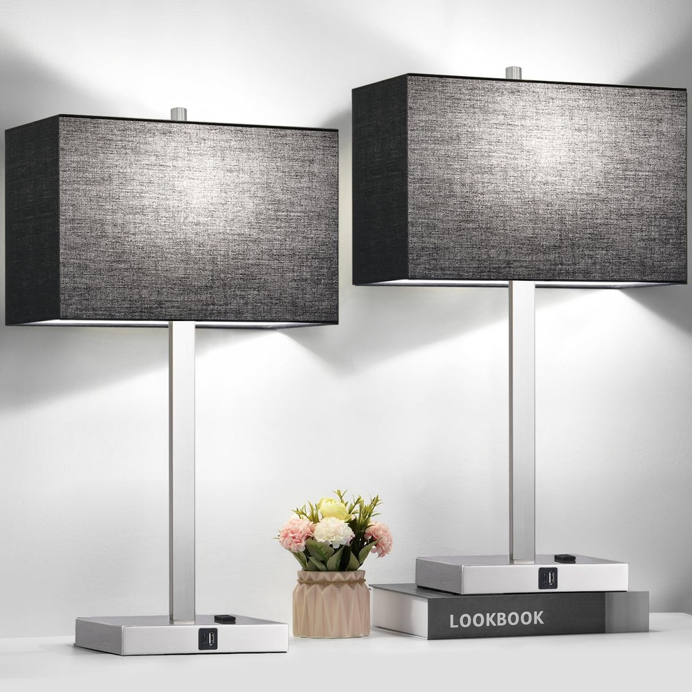 21" Touch Bedside lamps with 2 USB & AC Outlets, 3-Way Dimmable Bedside Table...