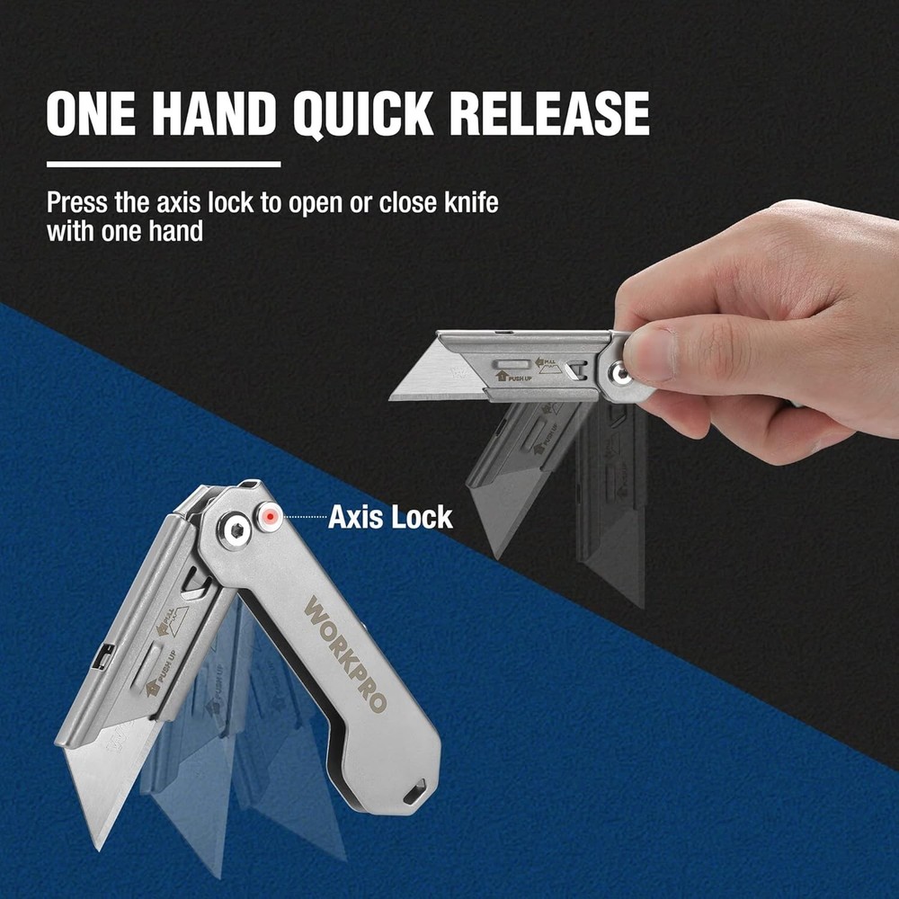 3-Pack Folding Utility Knife, Quick Change Blades Box Cutter, EDC Foldable Po...
