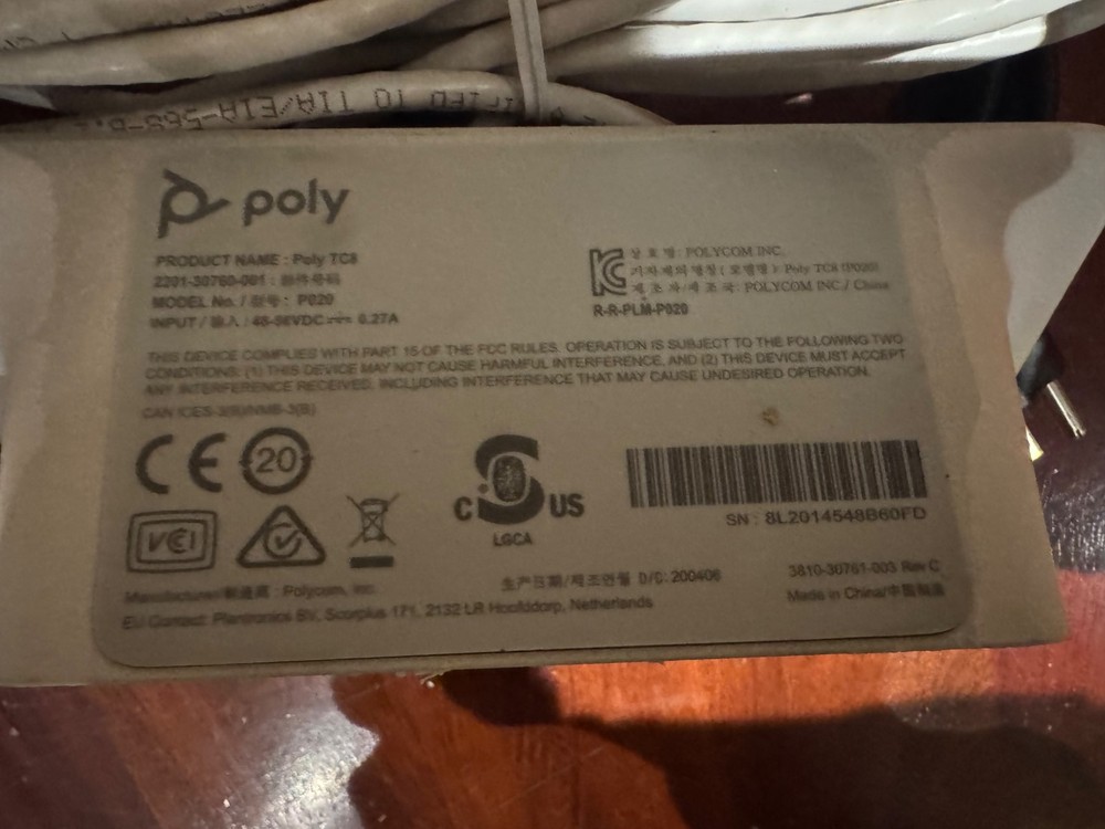 Polycom Poly Studio X30 Video Bar Model P018 & TC8 Touch Control P020