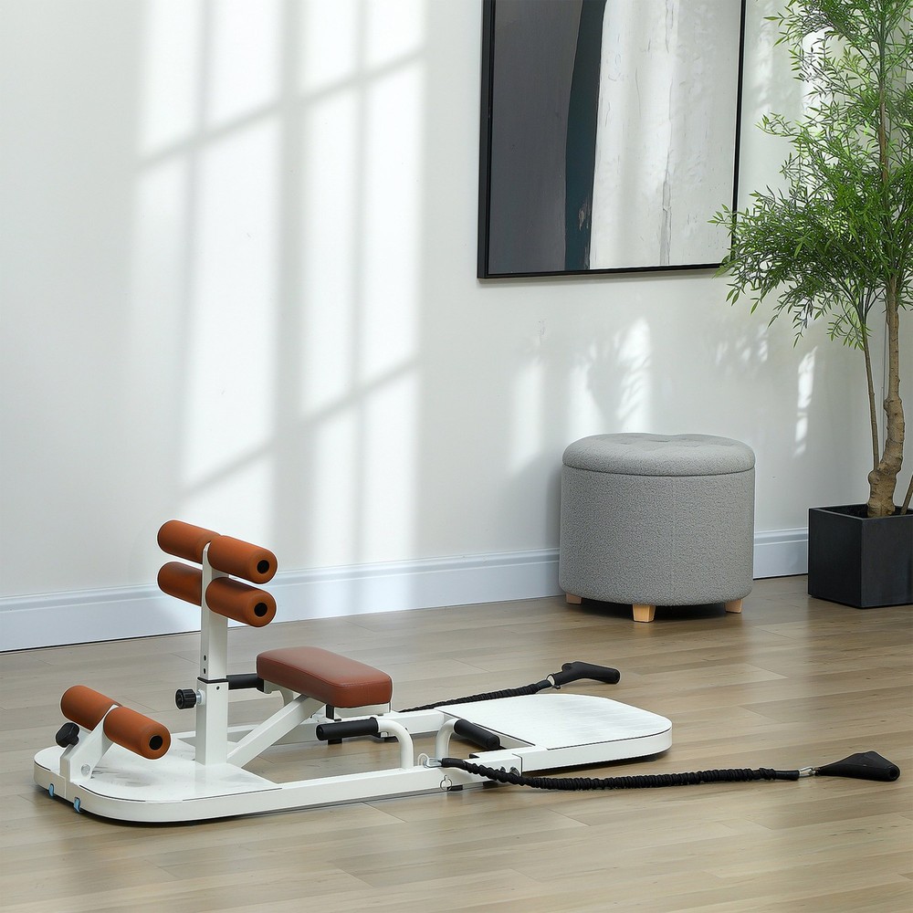 Sissy Squat Machine Hip Thrust Machine with Push Up Stand, White