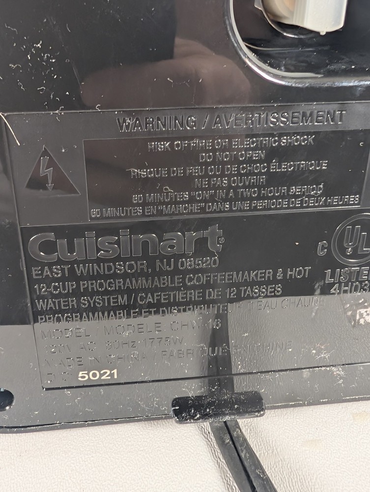 Cuisinart CHW-16 12-Cup Programmable Coffeemaker & Hot Water System