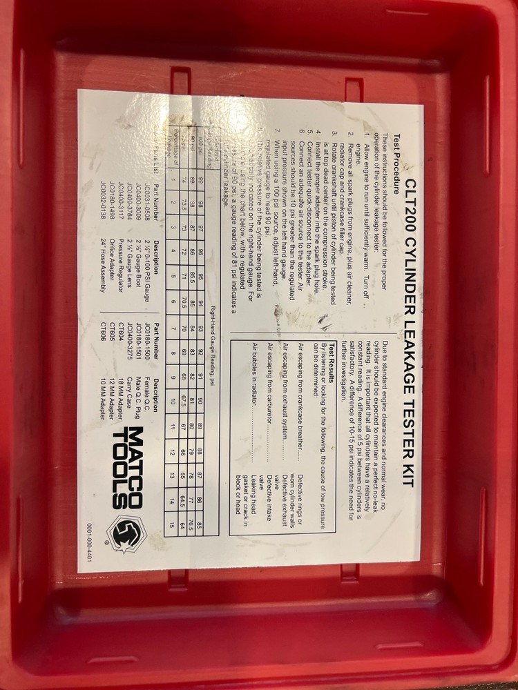 MACTO TOOLS CLT200 cylinder leakage tester kit