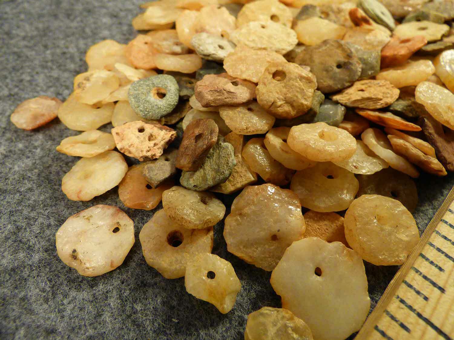 (10) Pre-1600 Cherokee Indian Drilled Stone Trade Beads Found Judaculla Rock NC