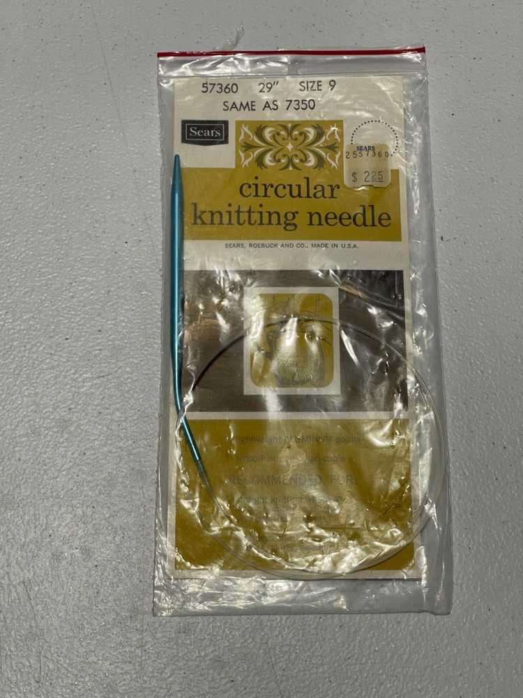 VINTAGE SEARS CIRCULAR KNITTING NEEDLE 29" SIZE 9