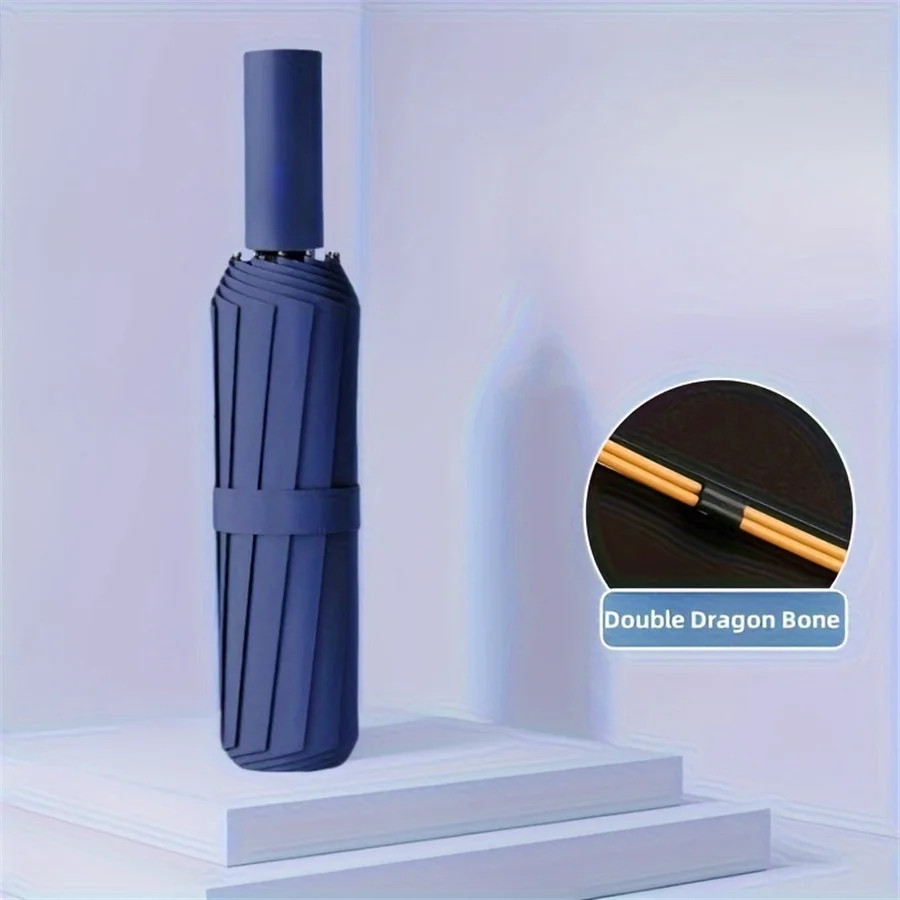 12 Bone Black Glue Fully Automatic Umbrella With Thick And Durable Keel Three