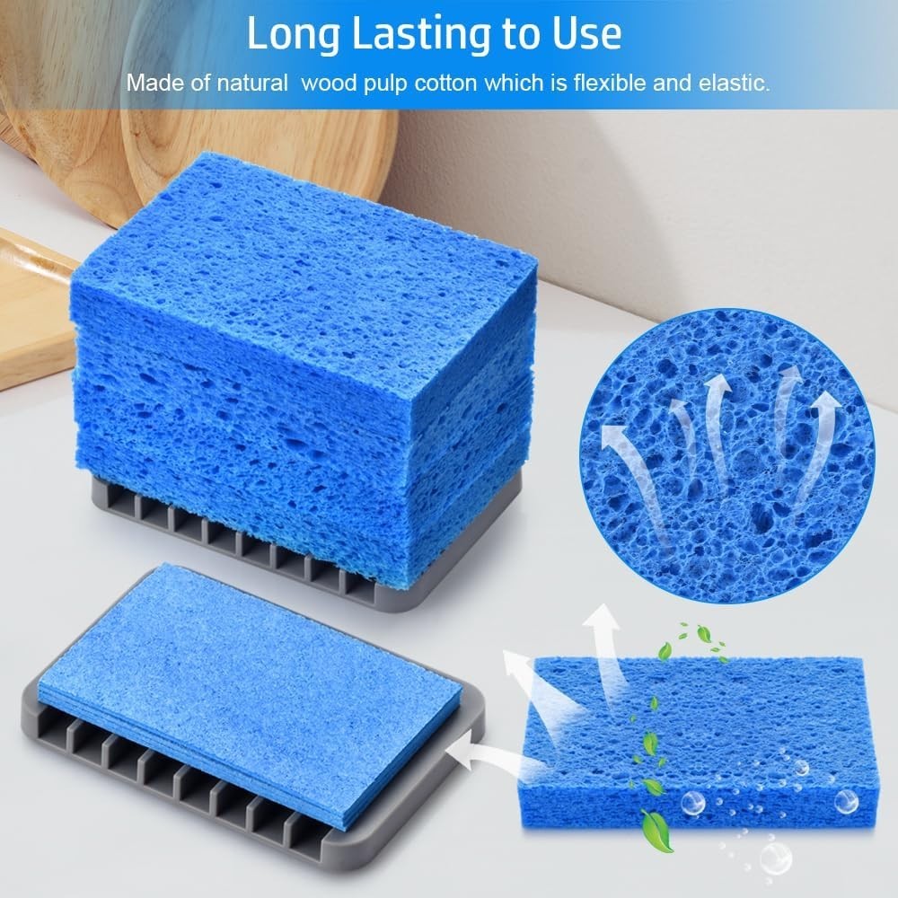 Eco-Friendly 4PCS Compressed Sponges - Non-Scratch, Quick Drying Kitchen Tool