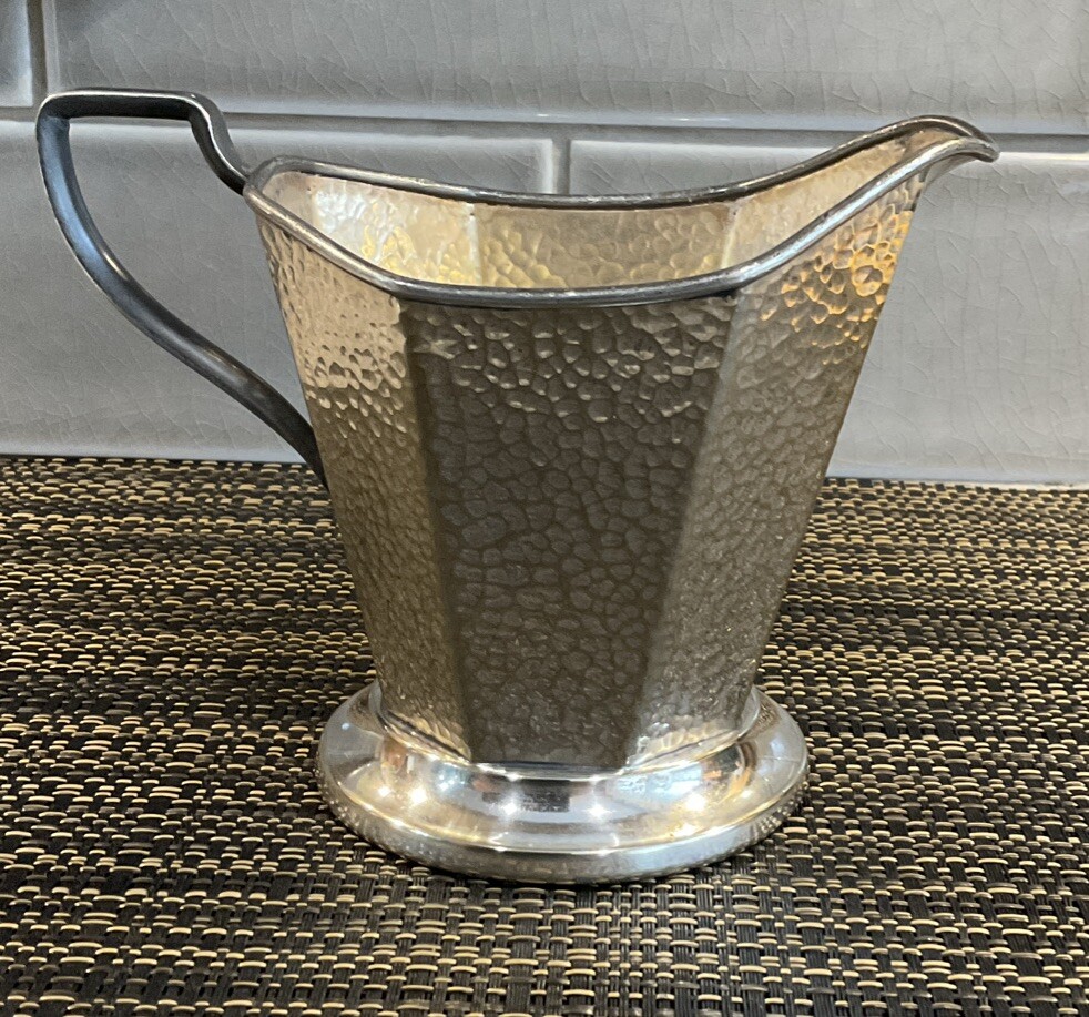 Silvercraft E.P.N.S Cream/Syrup Pitcher Colonial Rustic Hammered 4in.