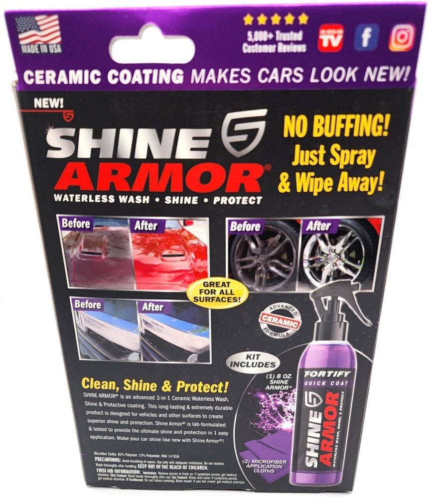 1 Kit-Shine Armor Fortify Quick Coat Ceramic Coating Spray &2 Microfiber Cloths
