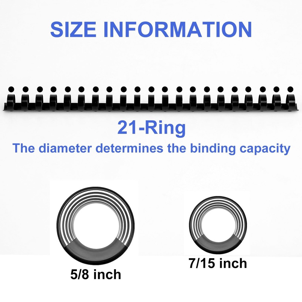 Plastic Binding Combs, 5/8 Inch Diameter,120 Sheet Capacity, Letter Size