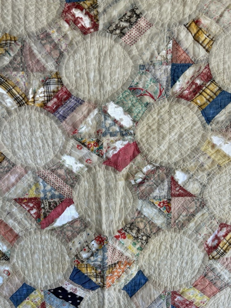 Vintage Handmade Patchwork Snowball Quilt