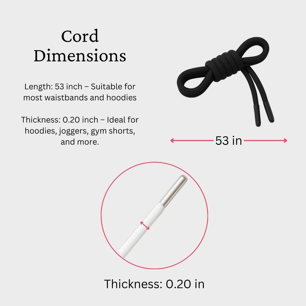 Drawstring Cord with Aglets – 53 Inch Poly Cotton Drawstring Cord for Hoodies...