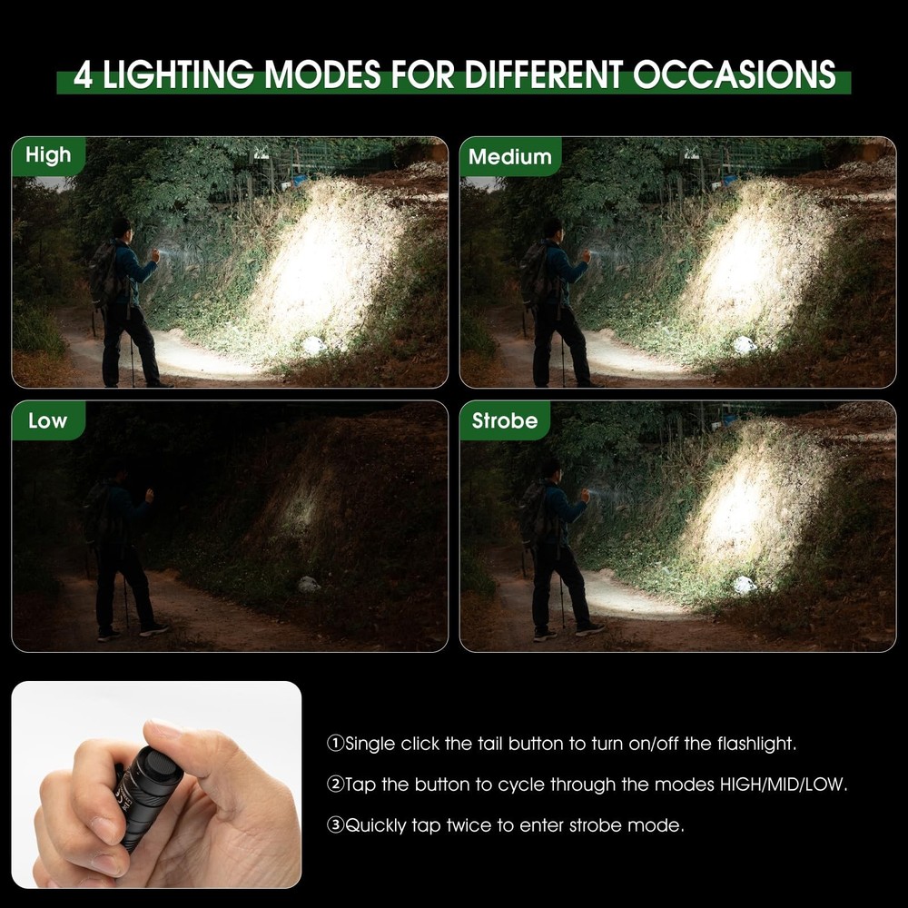 Rechargeable Flashlights 1200 Lumens EDC Flashlight, AA Pocket Flashlight Hig...