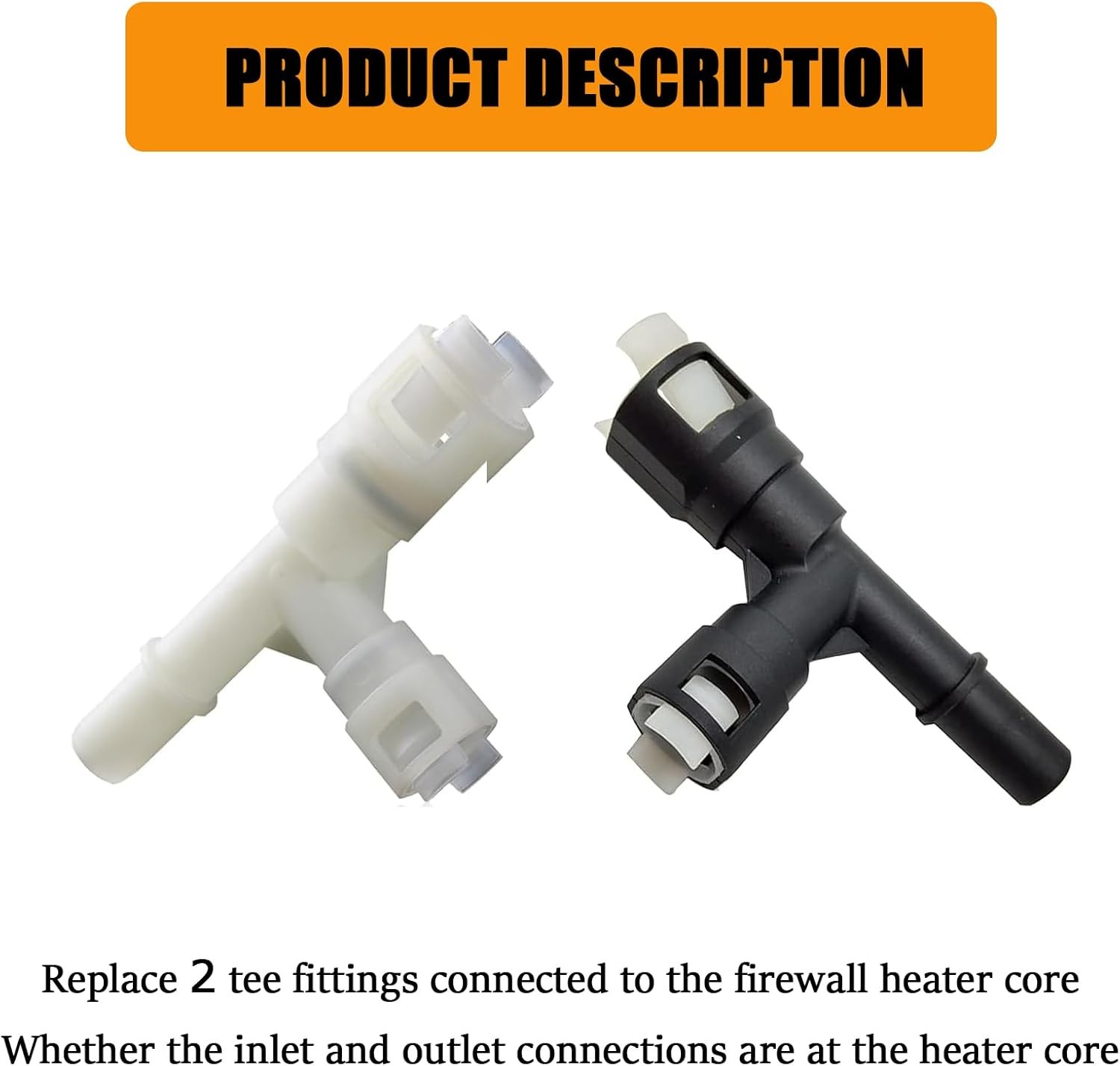2 PCS Car Heater Hose Connector, Three-Way Design, Compatible with Models (Black