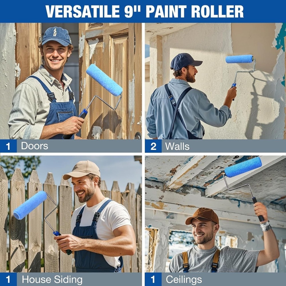 Versatile 18-Pack 9-Inch Paint Rollers with 3/8-Inch Nap - Ideal for Any Project