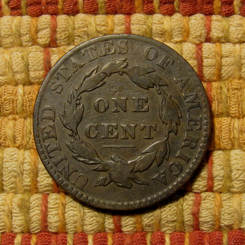 1822 CORONET LARGE CENT, VG/F ~ PLEASING EXAMPLE WITH NICE FULL REVERSE