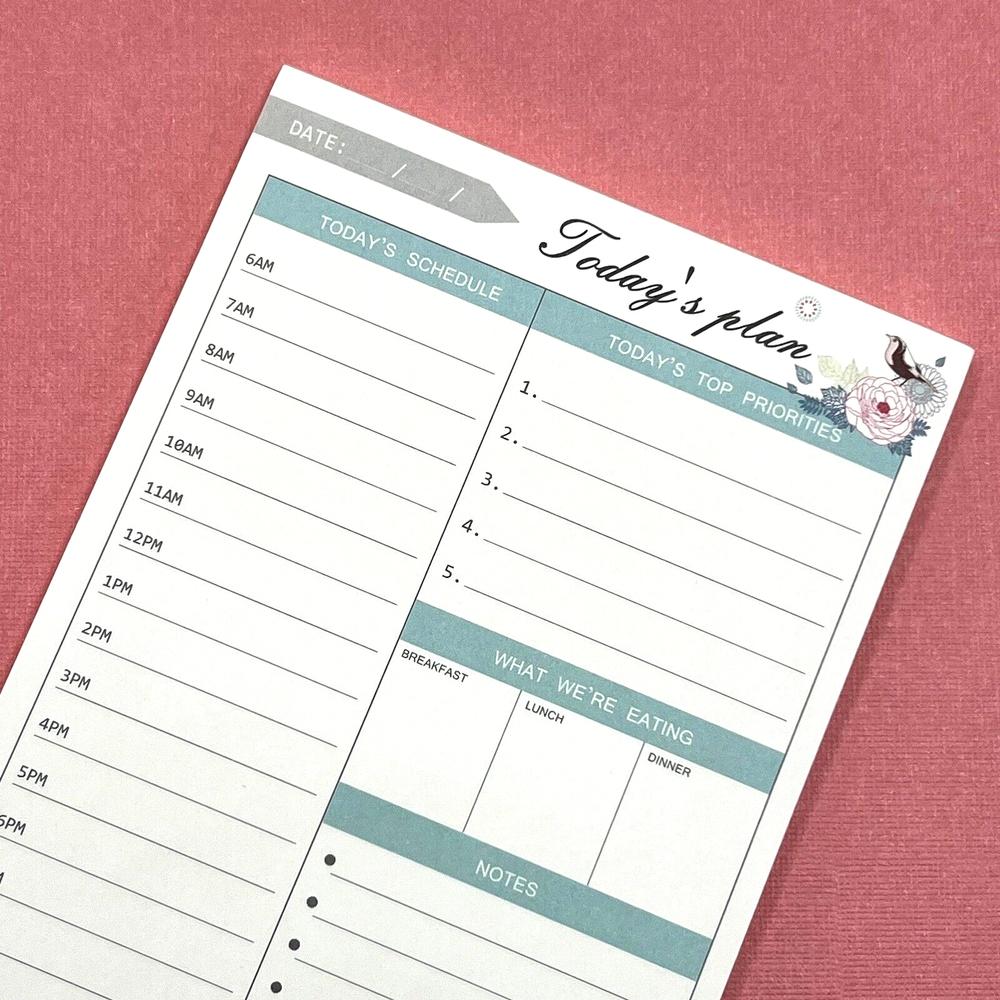Daily Schedule To Do List Note Pad Spring Floral 50 Sheets Planner