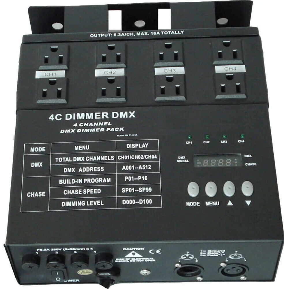 4 Channel LED Controller Digital DMX Dimmer Pack Remote Control for Stage