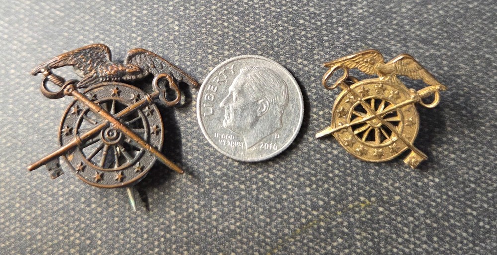 WWI US Army Quartermaster Pins Key Sabre Eagle Reversed