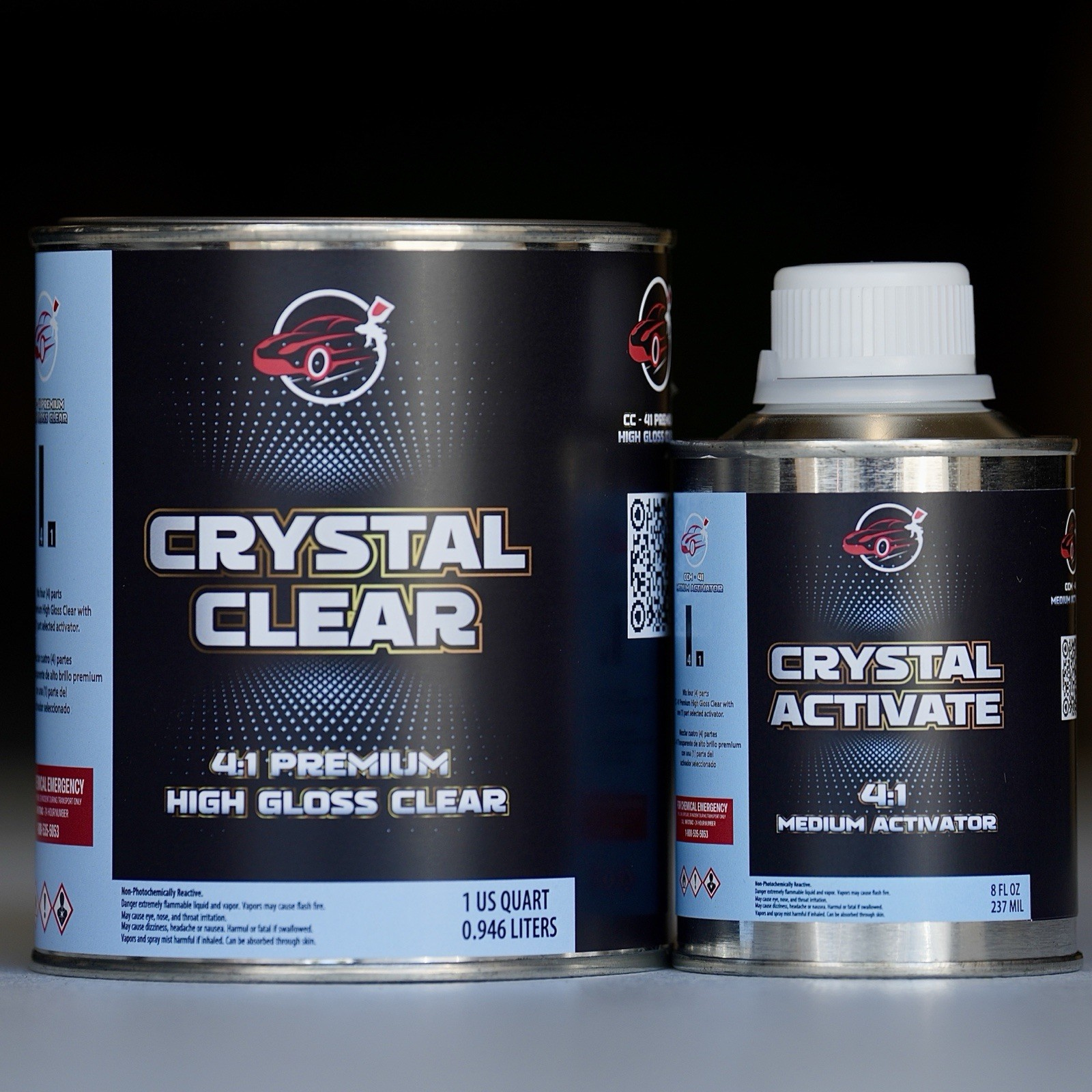 Crystal Clear 4:1 Automotive 2K High Gloss QUART Size Clearcoat Kit w/Hardener!