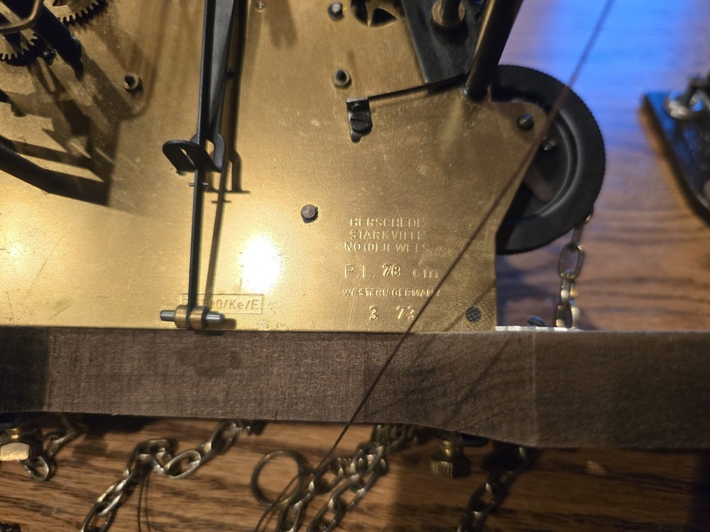 Herschede 629 Grandfather Clock Dial Movement Weights Pendulum Chimes Chains