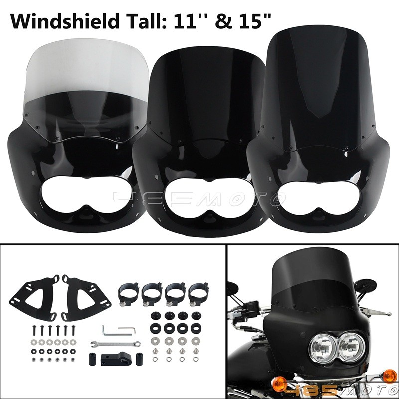 ABS Headlight Fairing Windshield For Harley-Davidson Dyna Fat Bob FXDF 2008-2017