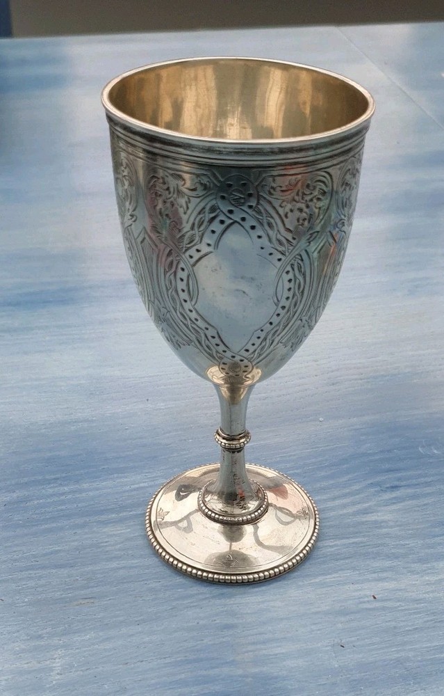 SOLID SILVER WINE GOBLET CUP 117.9gm BIRMINGHAM 1910