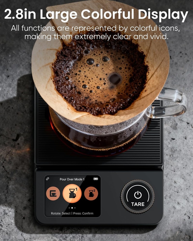Coffee Scale with Timer, Bluetooth Espresso Scale with App Sync 5kg/0.1g High Pr