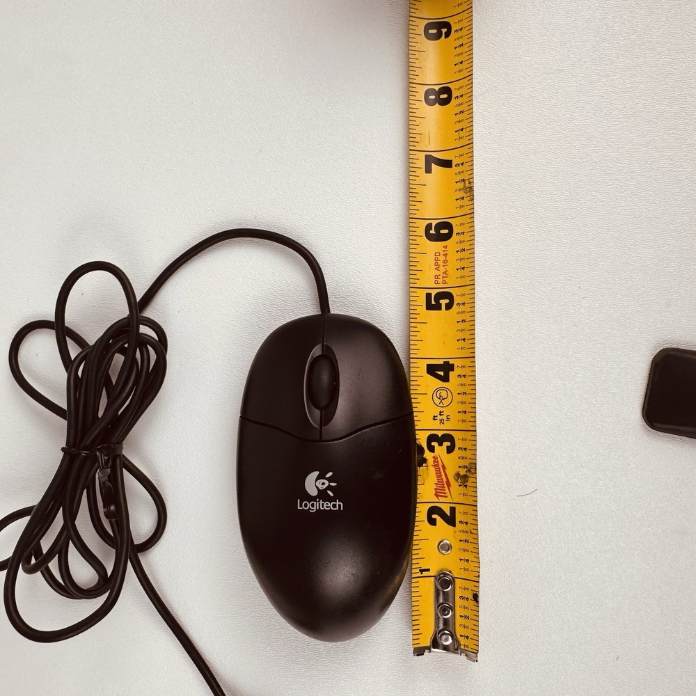 Logitech Wired USB Optical Computer Mouse — Tested & Working — Black