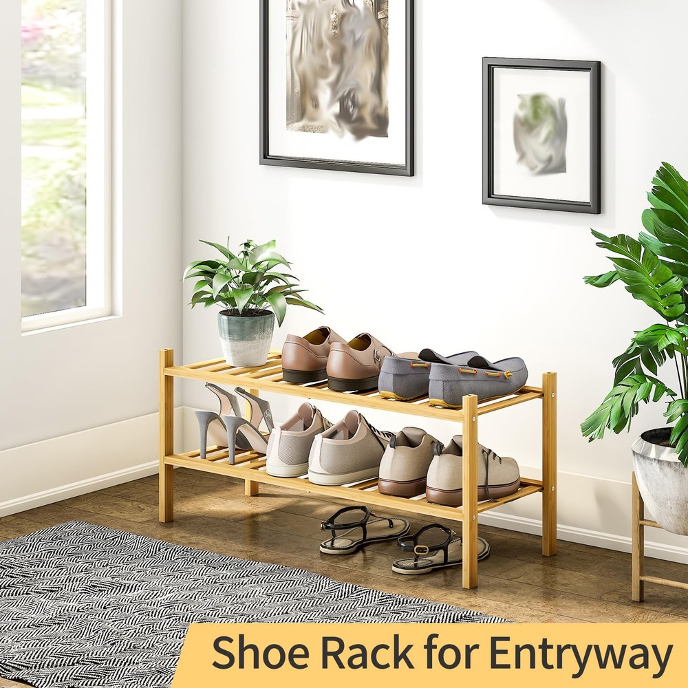 2-Tier Shoe Rack for Entryway, Stackable | Heavy Duty | Multi-Function, Stand...