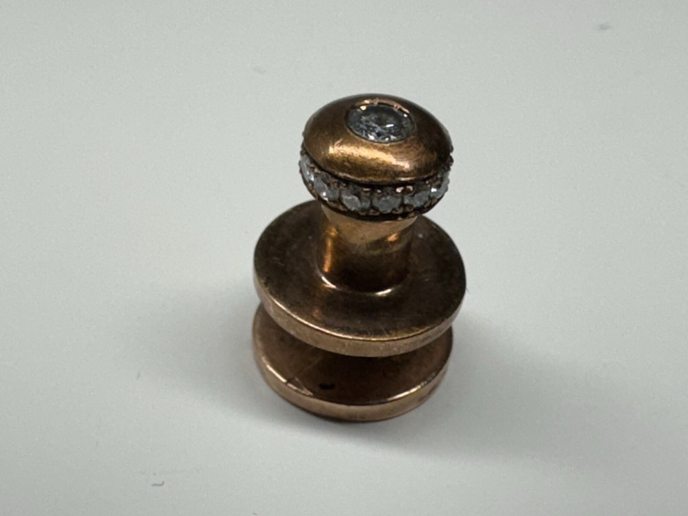 10 karat solid rose gold & diamond button handmade in usa