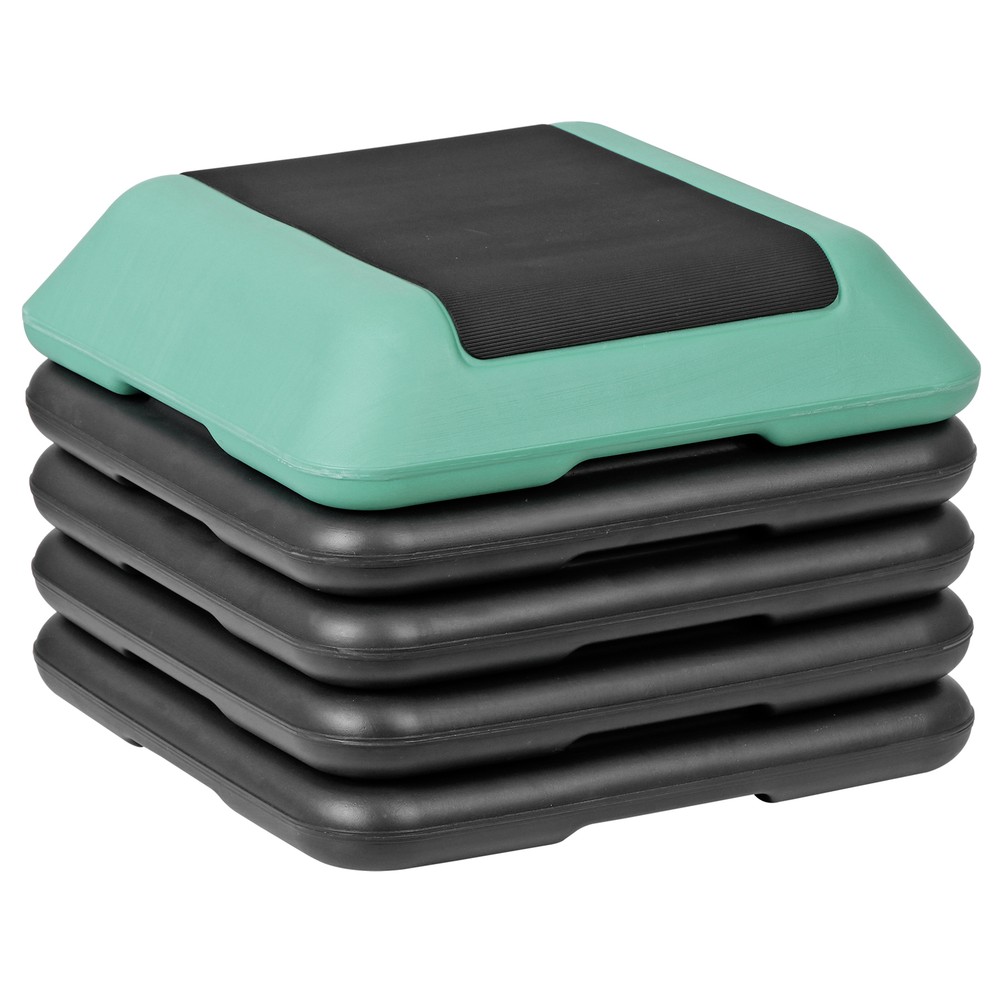 16'' Adjustable Aerobics Step Exercise Platform w/ Risers 4''-6''-8''-10''-12''