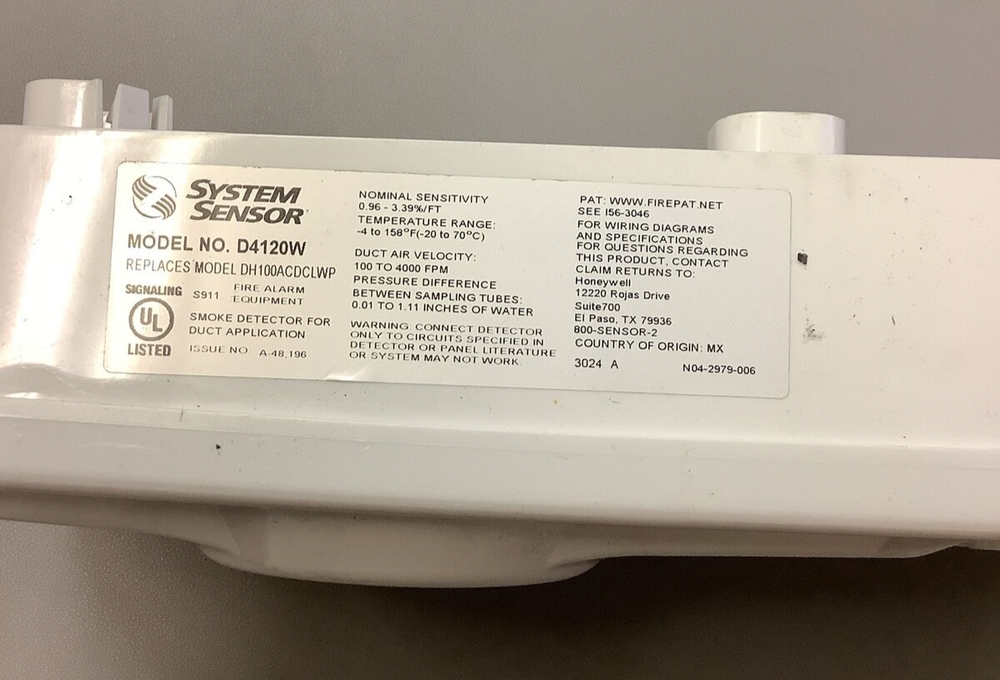System Sensor 5CGZ1 Duct Smoke Detector (r12)