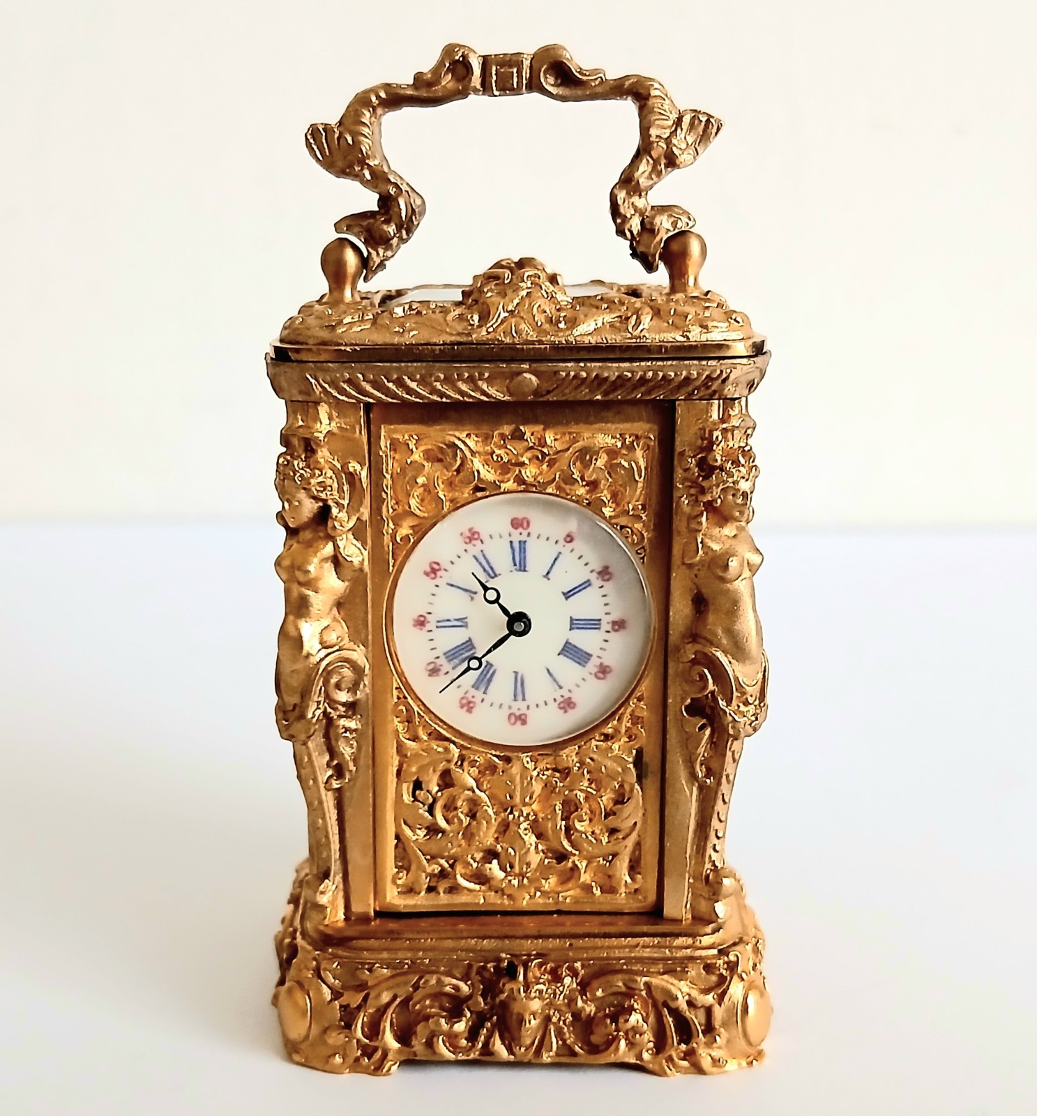 Miniature French Style Clock. Excellent Working Condition with Key.