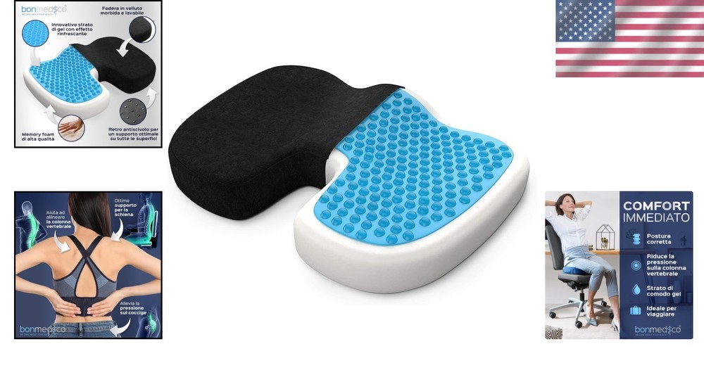 Portable Ergonomic Seat Cushion for Tailbone & Sciatica Relief – Soft & Washable