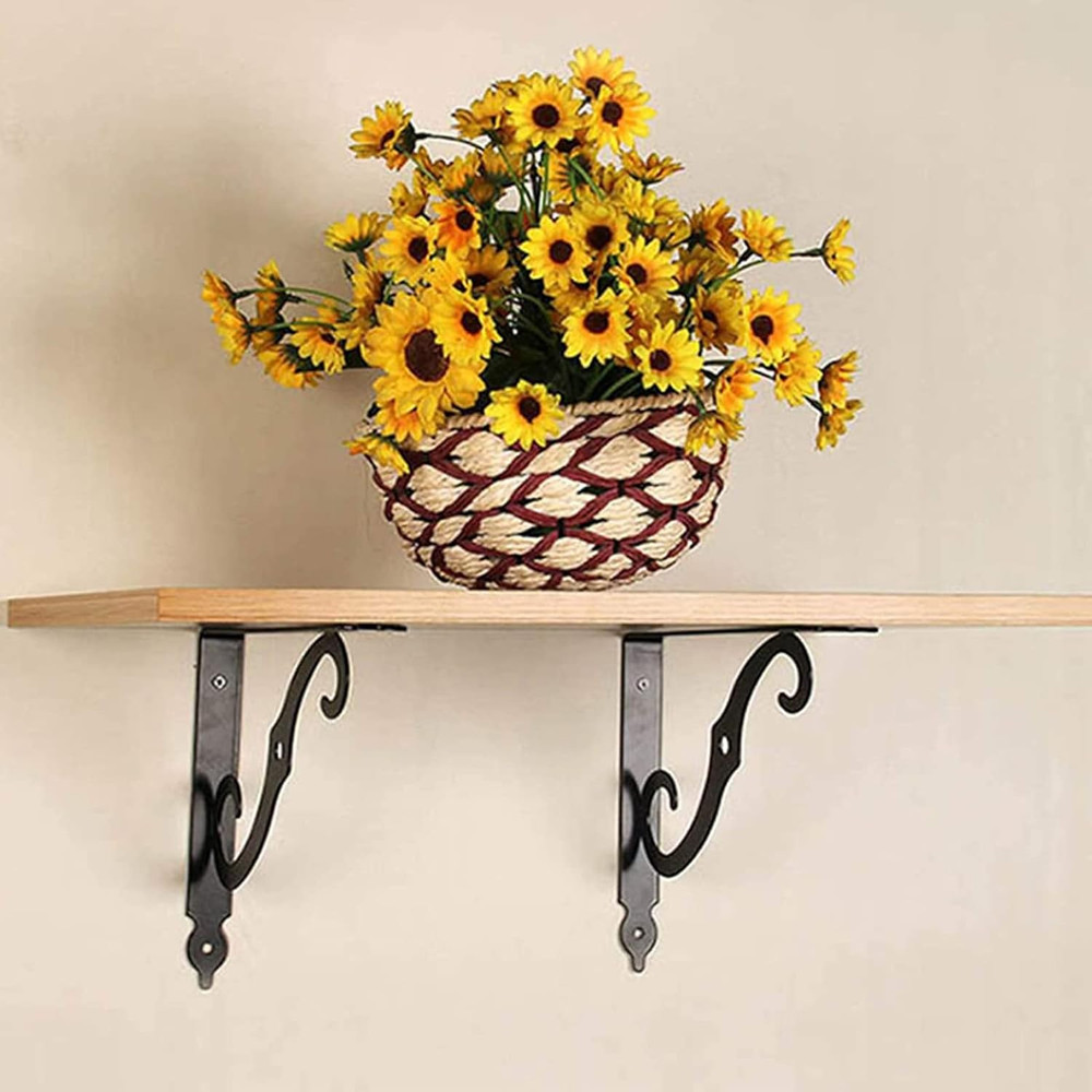 2 Pcs L Bracket Decorative Shelf Brackets, Wall Mounted L Shape Floating Shelf B