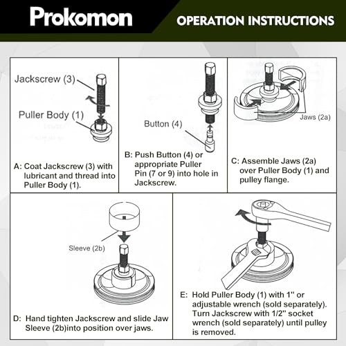 Power Steering Pulley Puller Installer Kit for Water Pump; Vacuum Pump