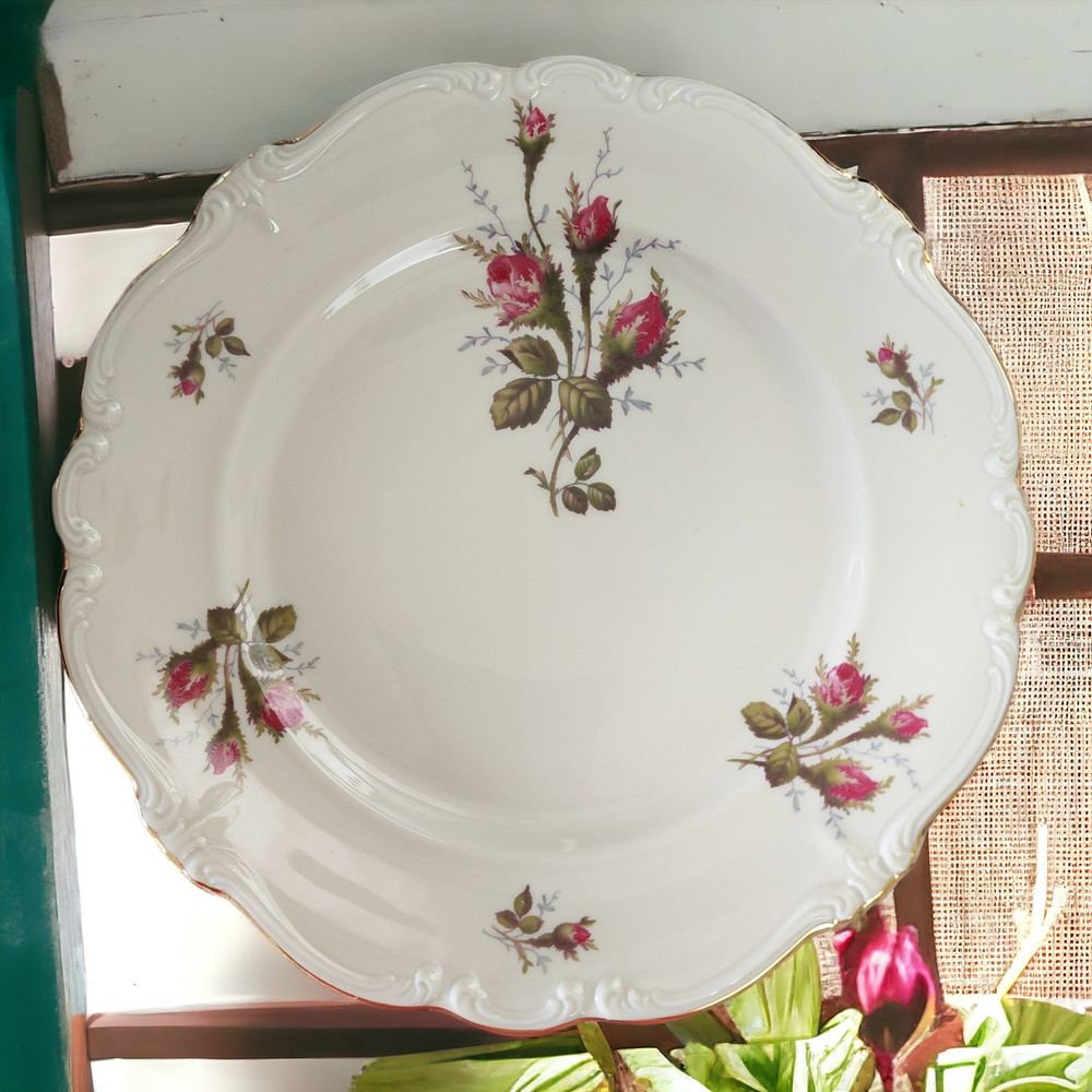 Rosenthal Pompadour Ivory Moss Rose Dinner Plate