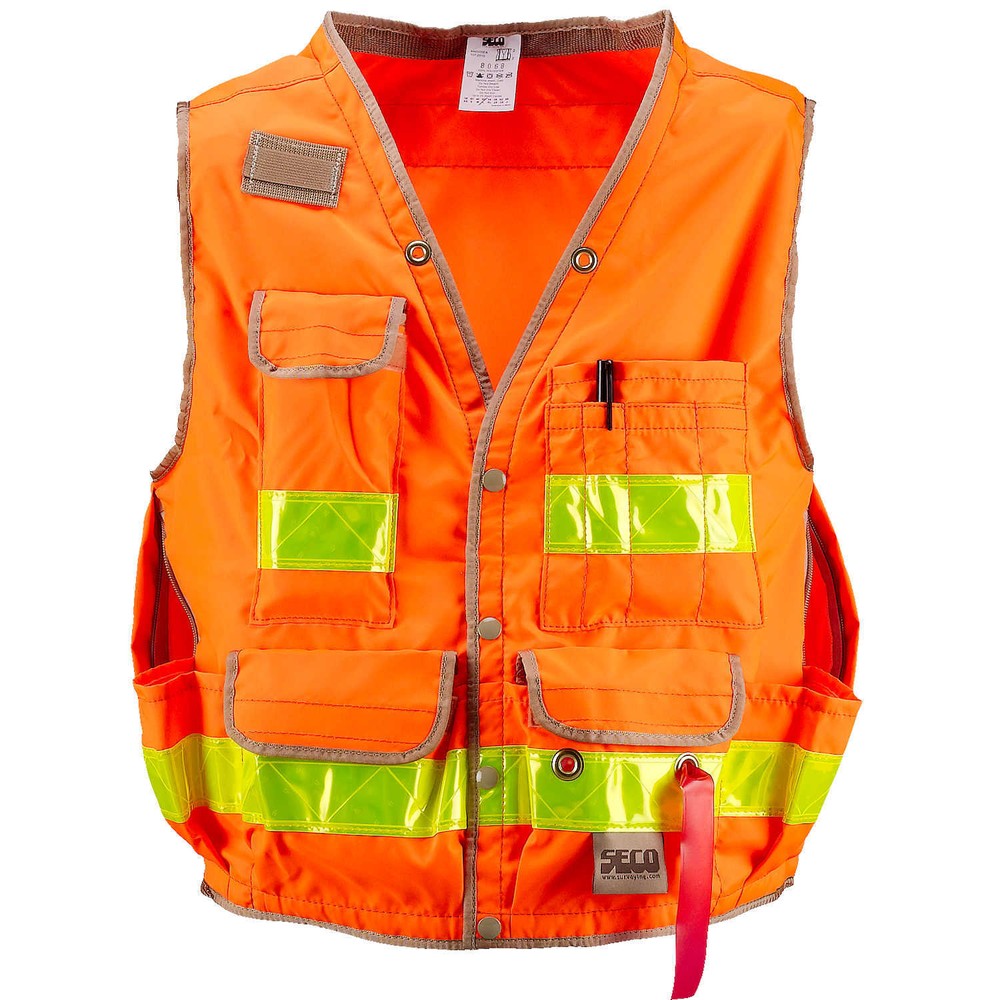 SECO Class 2 Lightweight Safety Utility Vest Medium Fluorescent Orange