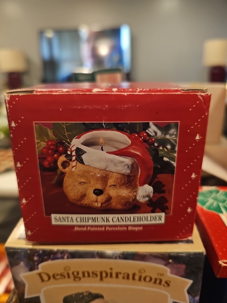 Santa Chipmunk Candleholder