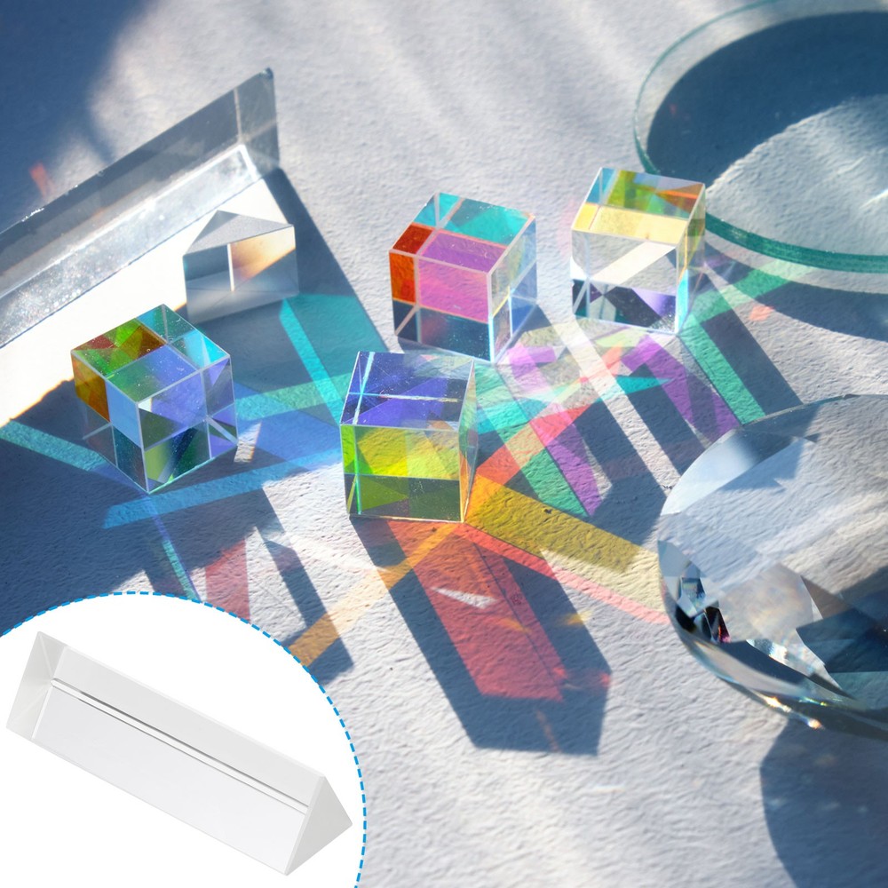 100mm/4 Inch Triangular Prism, 2 Pcs Glass Optical Rainbow Prism, Clear