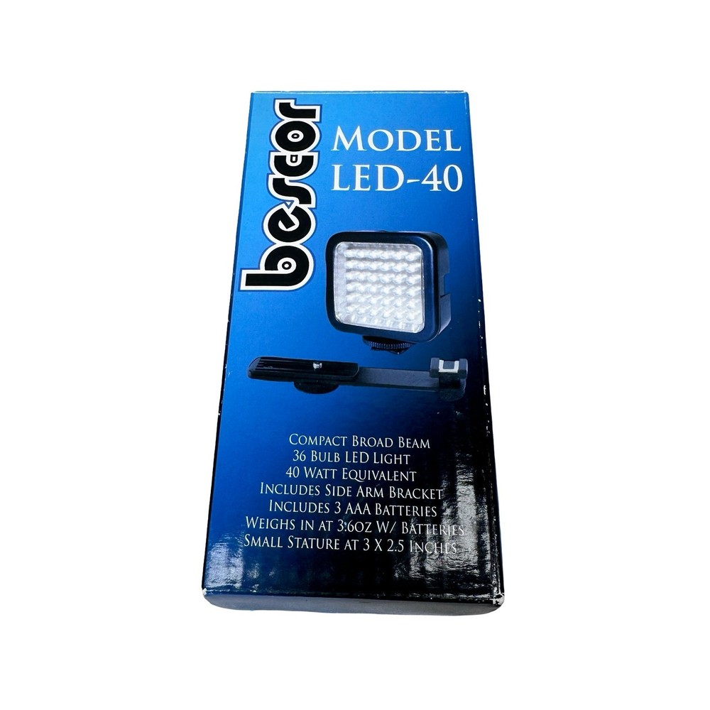 Bescor LED-40 Compact Broad Beam 36 Bulb LED Video Light with Side Arm Bracket