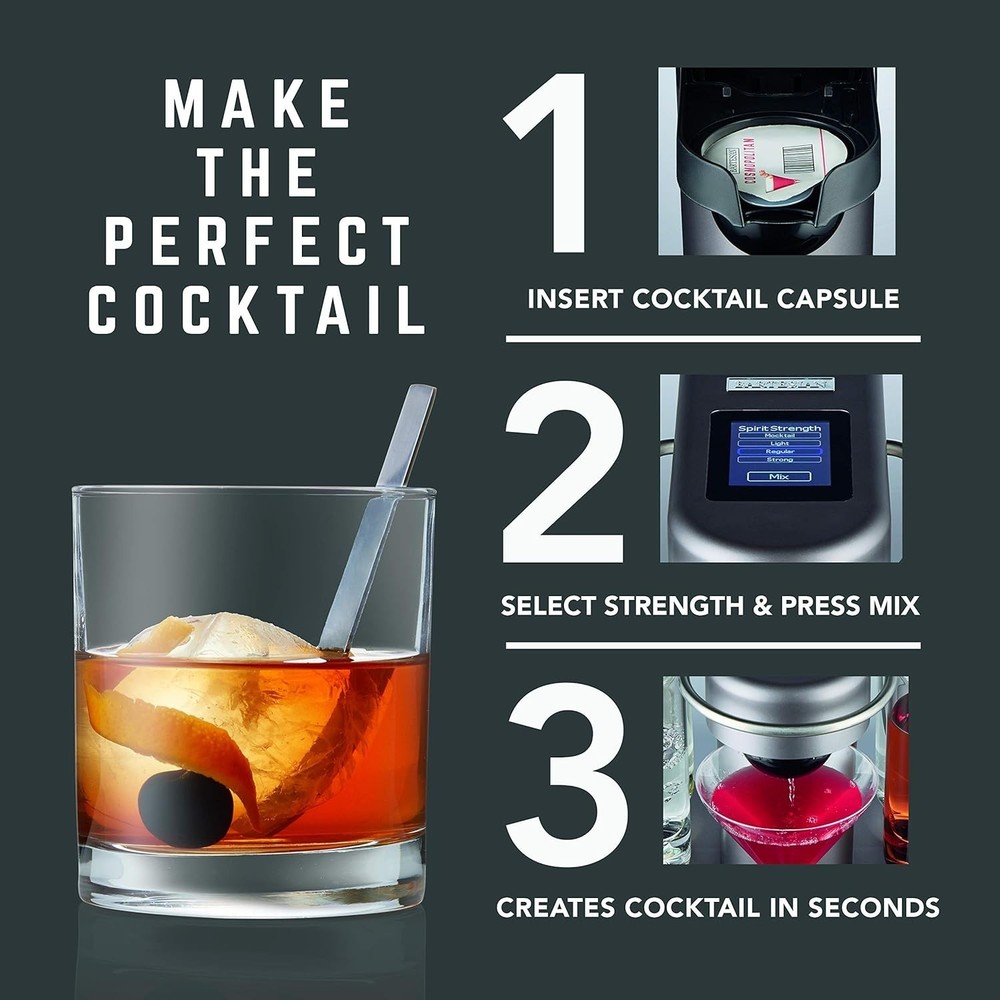 Bartesian 55300 Premium Cocktail Machine w/5 Canisters LCD Screen Gray