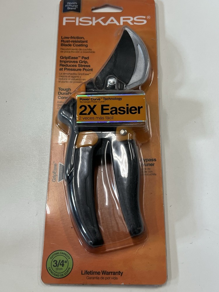 Fiskars 9844 Bypass Pruner Low Friction Rust Resistant Grip Ease 2x Easier 3/4"